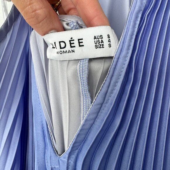 L'IDEE les éléments opera pleated asymmetric gown - Ocean Blue | Size: Small, 4 - Picture 8 of 14